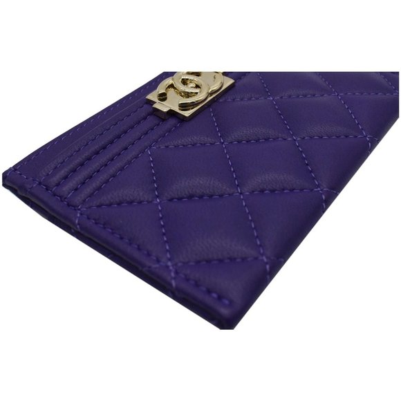 CHANEL Boy Leather Card Holder Purple - Picture 7 of 12